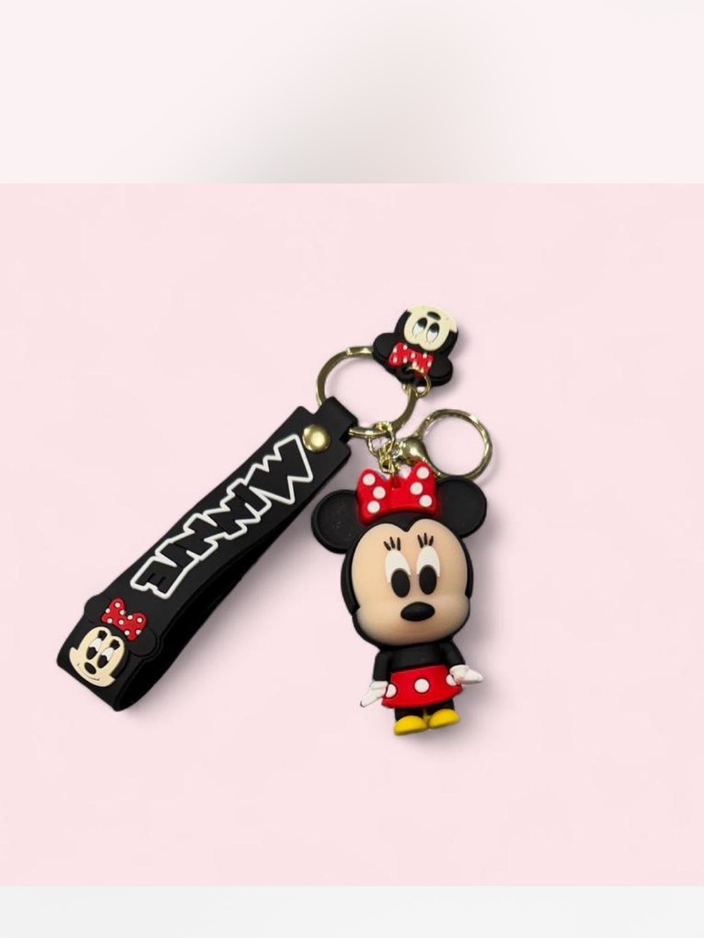 Disney Minnie Mouse Silicone Keychain Charm - Black, Red, Yellow